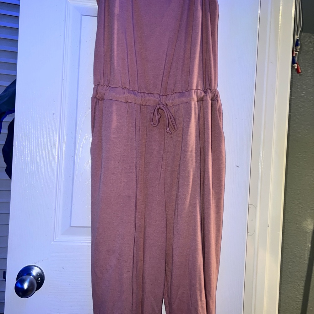 Ambiance Pink Jumpsuit with Tie Waist and Flowing Fit